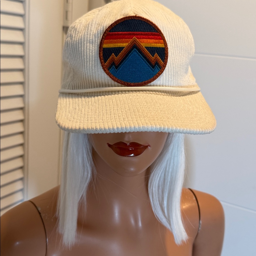 Aviator Nation white corduroy patch hat Mountain sunset logo - Picture 3 of 10